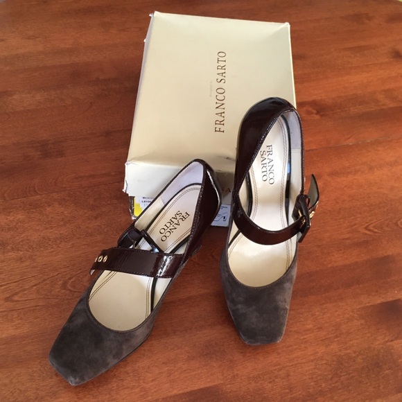 Gorgeous brown patent leather/suede heels, Franco Sarto, 3.25” heel, sz 8 - Picture 2 of 10